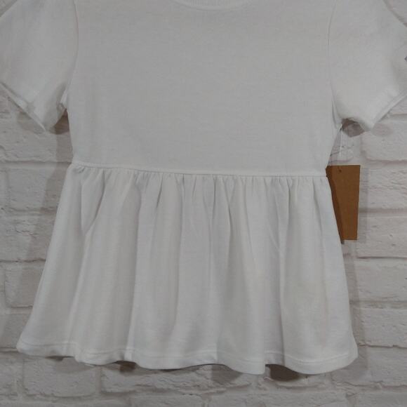 L Steve Madden Kids Girls Bright White Peplum Top Shirt Blouse NWT Size S 7 - Picture 3 of 7